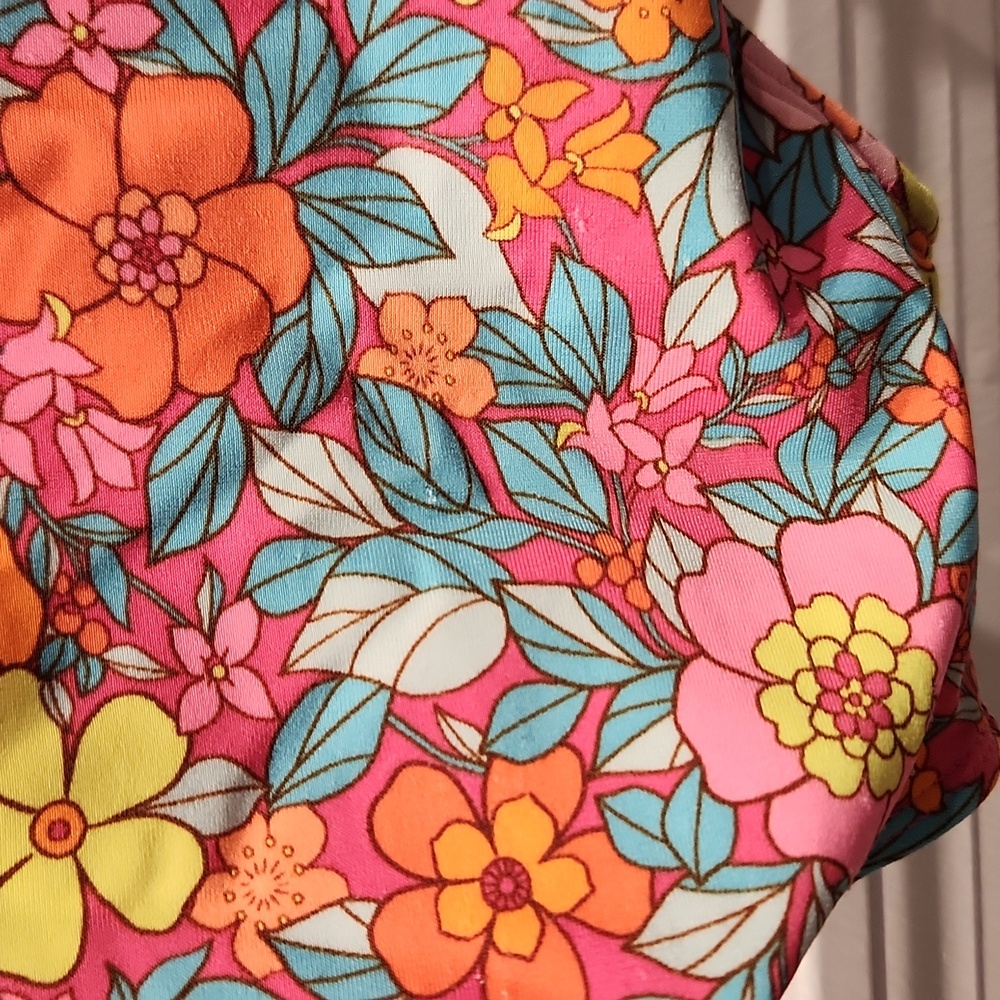 EUC Cat & Jack Multicolored Flowers One Piece Girls Sz L (10/12) Swimsuit - Picture 4 of 8